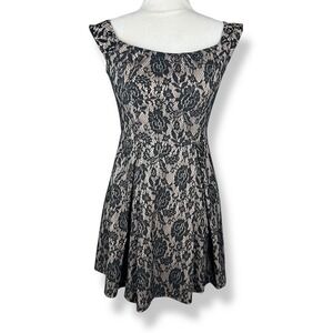 Y2K 2000s Black Mesh Lace Dress Womens Size Medium Whimsigoth Dark Coquette USA